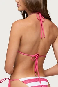 Edikted Bellie Rhinestone Striped Bikini Top
