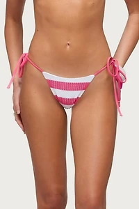 Edikted Bellie Rhinestone Striped Bikini Bottom