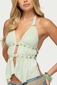 Edikted Izora Button Split Front Top