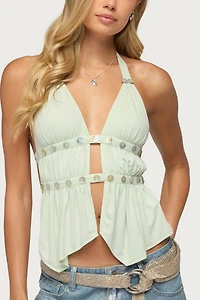 Edikted Izora Button Split Front Top