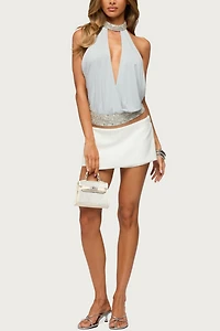 Edikted Pria Beaded Backless High Neck Top