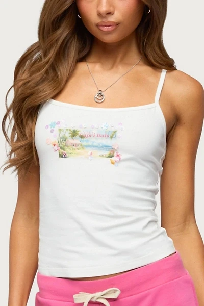 Edikted Beach Postcard Sequin Tank Top