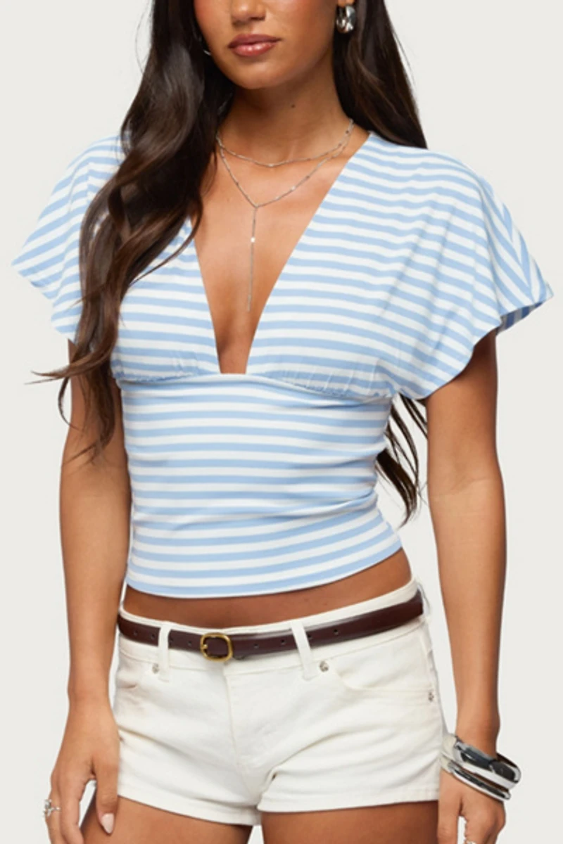 Edikted Chassidy Striped Flutter Top