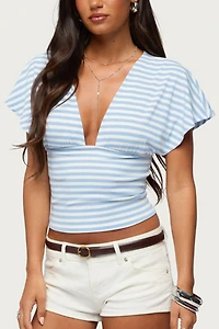 Edikted Chassidy Striped Flutter Top