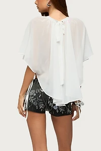 Edikted Sable Flowy Asymmetric Chiffon Top