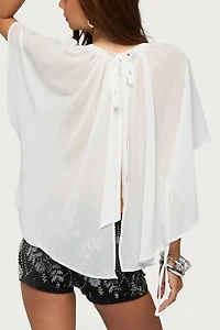Edikted Sable Flowy Asymmetric Chiffon Top