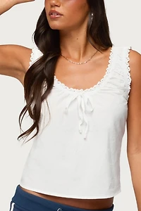 Edikted Edyth Tie Front Cotton Tank Top