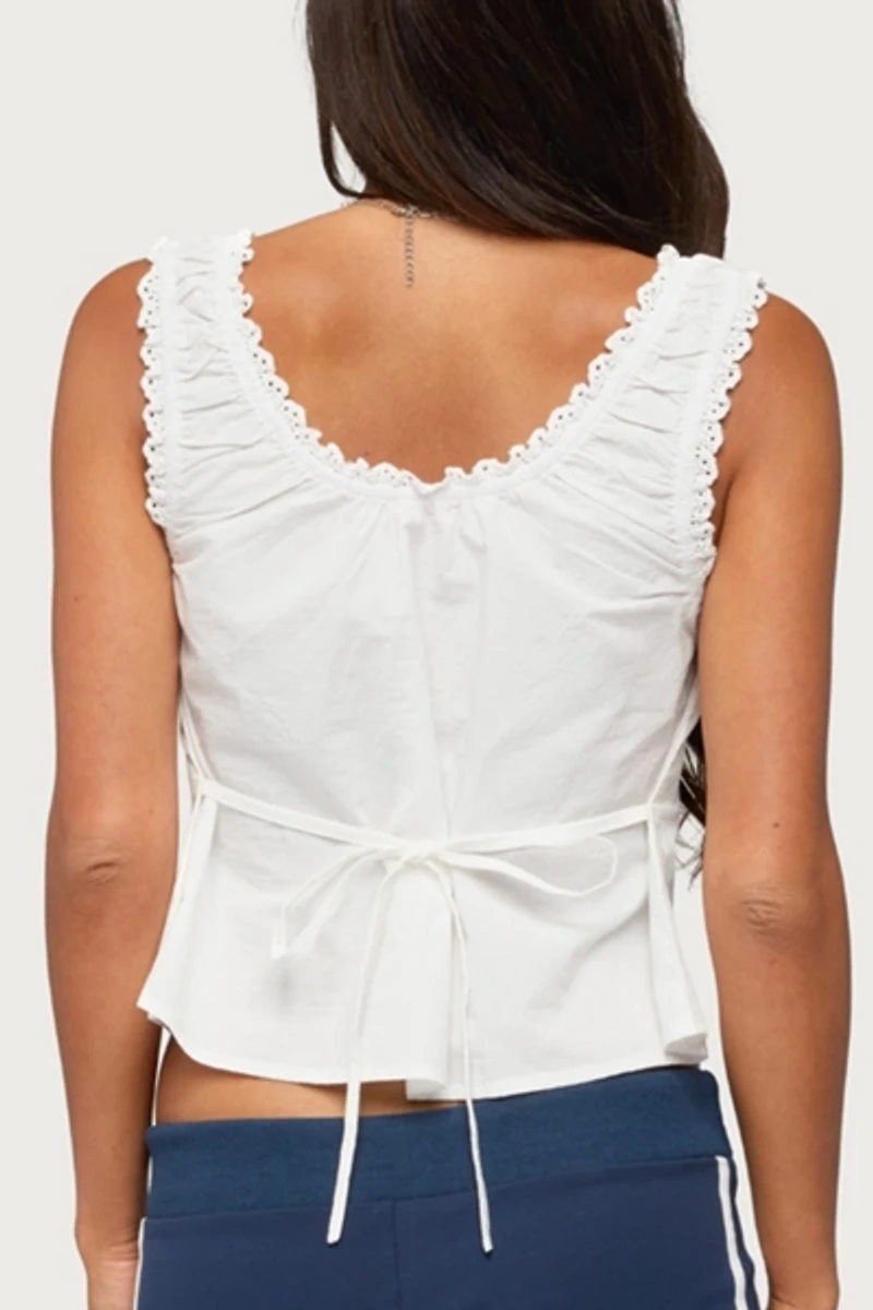 Edikted Edyth Tie Front Cotton Tank Top