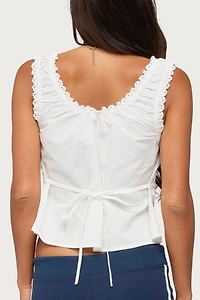 Edikted Edyth Tie Front Cotton Tank Top