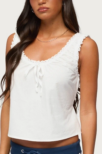 Edikted Edyth Tie Front Cotton Tank Top