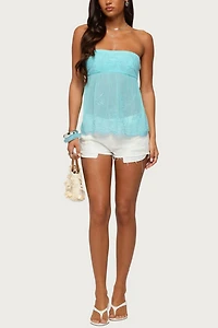 Edikted Corra Rhinestone Lace Cutout Top