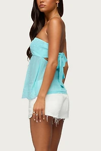 Edikted Corra Rhinestone Lace Cutout Top