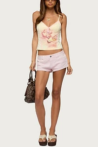 Edikted Conry Tie Front Floral Tank Top