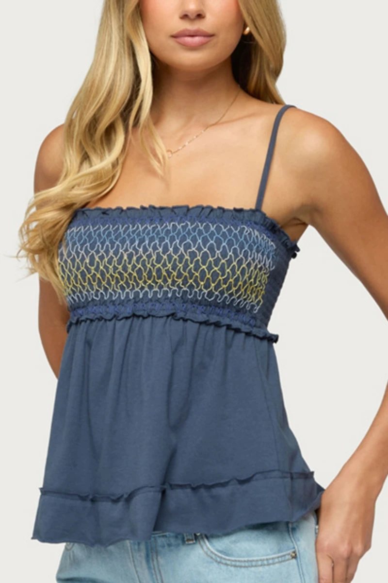 Edikted Kelsy Smocked Tank Top