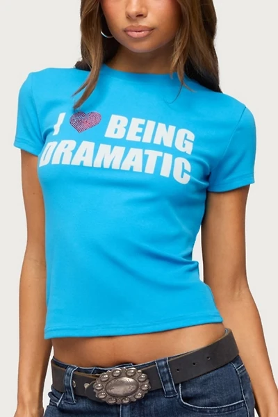 Edikted Drama Queen Rhinestone T Shirt