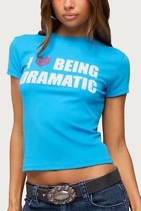 Edikted Drama Queen Rhinestone T Shirt