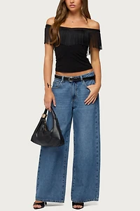 Edikted Catelina Fringe Off Shoulder Top