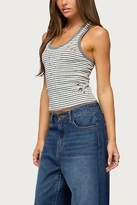 Edikted Sindy Grommet & Stud Striped Tank Top