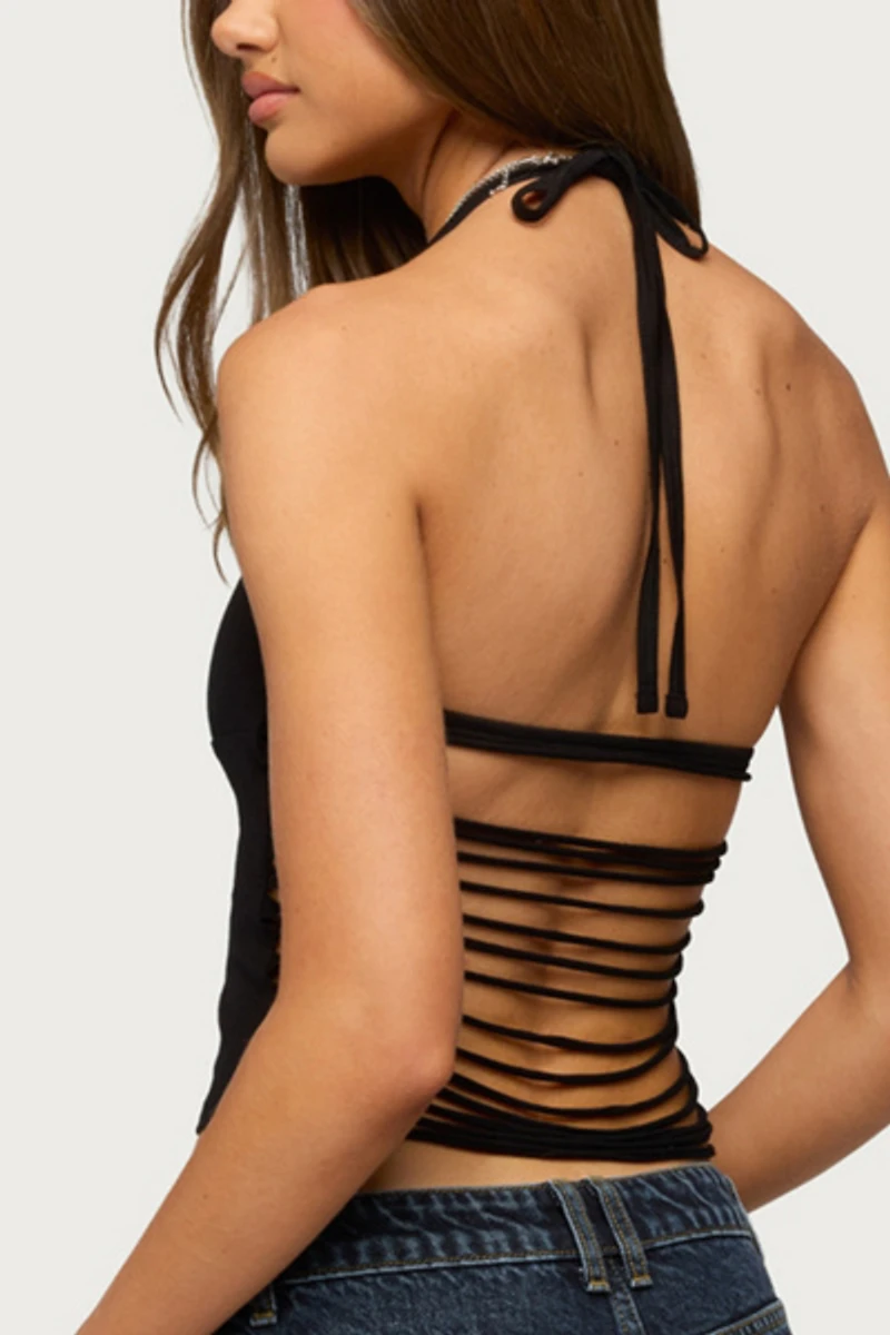 Edikted Minsoo Shredded Back Halter Top