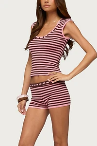 Edikted Shelba Button Striped Knit Top