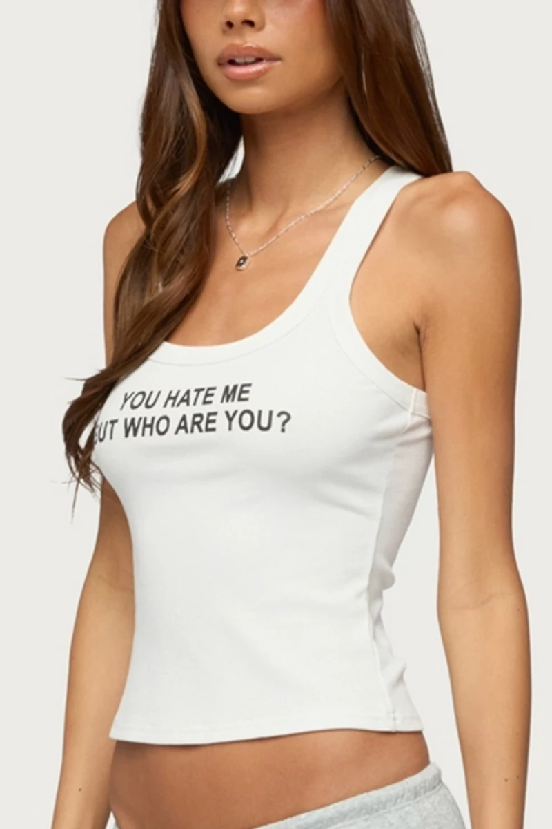 Edikted Who Are You Ribbed Tank Top
