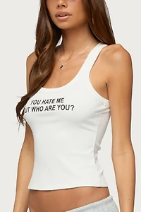 Edikted Who Are You Ribbed Tank Top