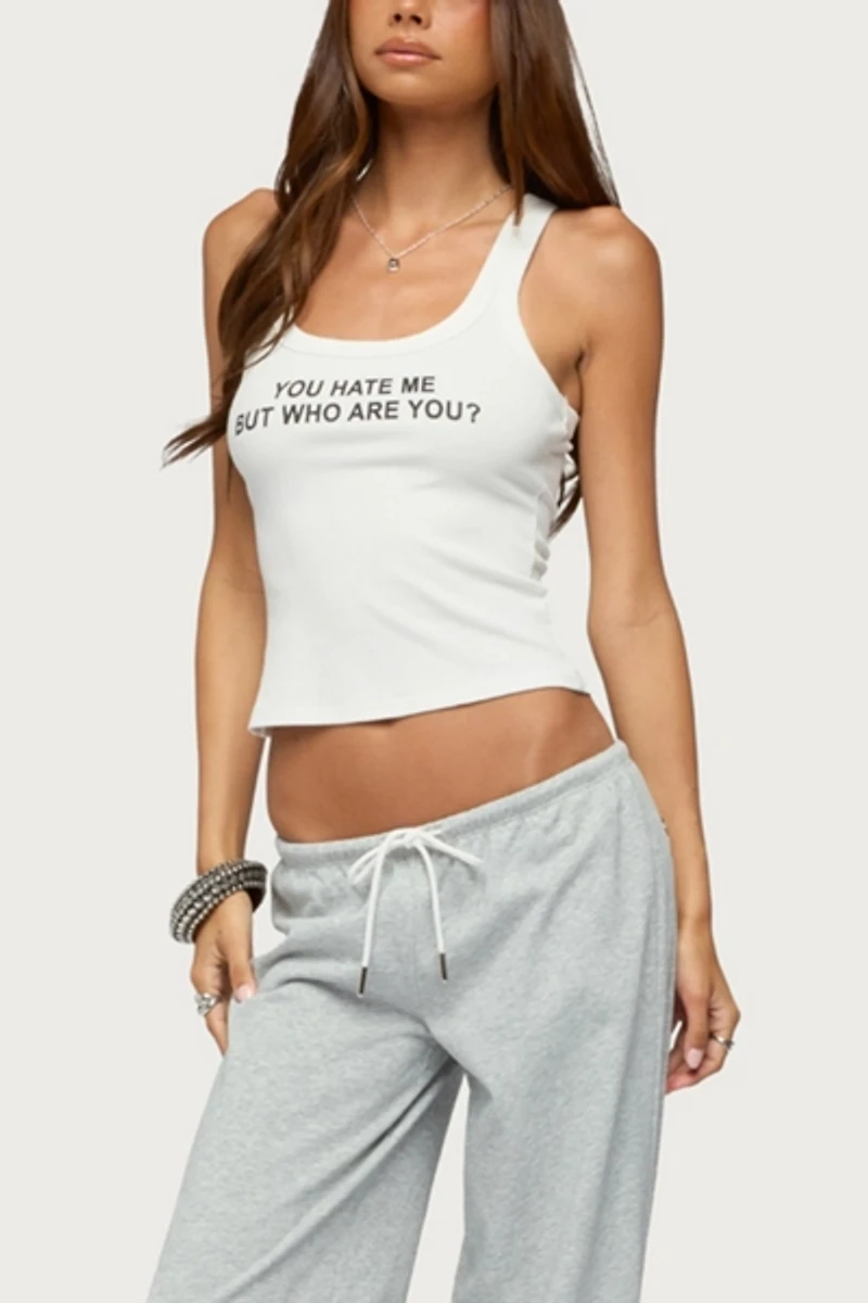 Edikted Who Are You Ribbed Tank Top