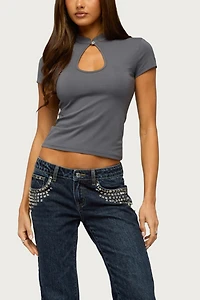 Edikted Magnus High Neck Keyhole Top