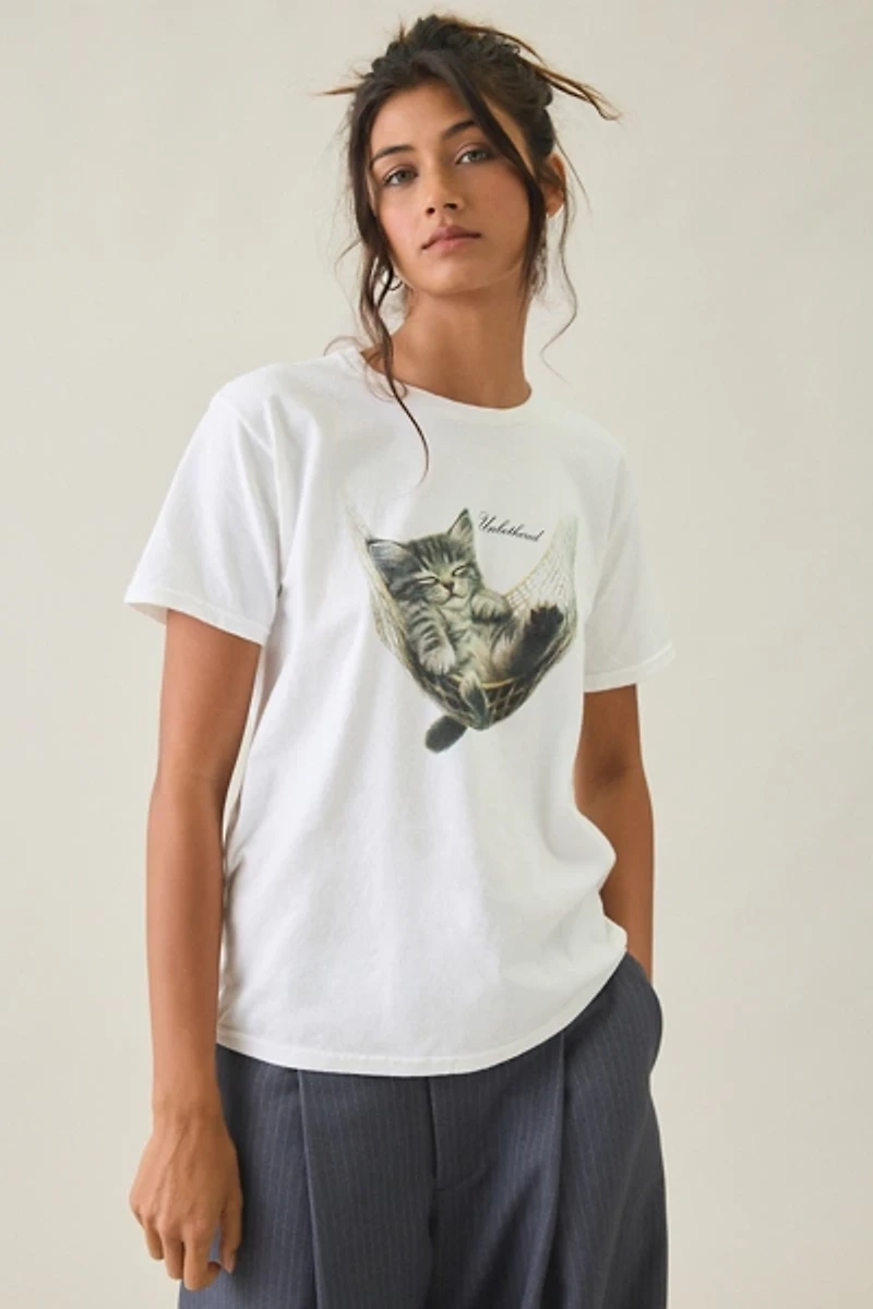 Unbothered Cat Graphic Cotton Tee