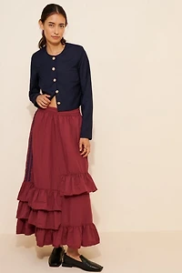 BDG Track Angel Tiered Ruffle Nylon Maxi Skirt