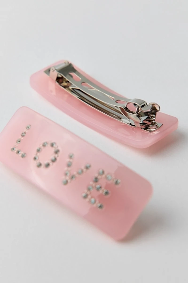 Rhinestone Love Hair Clips Set