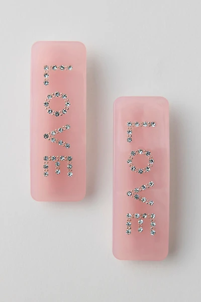 Rhinestone Love Hair Clips Set