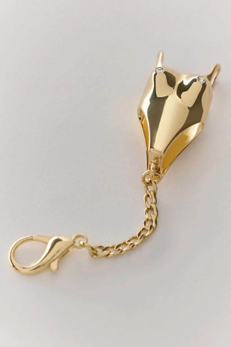 Edie Parker Gold One-Piece Swimsuit Lighter Holder Keychain