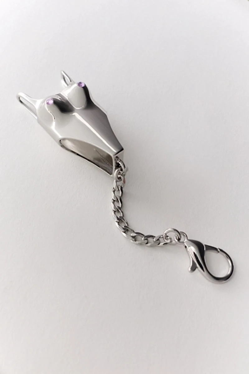 Edie Parker Silver One-Piece Swimsuit Lighter Holder Keychain
