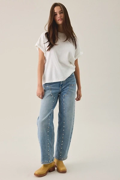 AllSaints Sadie Studded High-Rise Barrel Leg Jeans