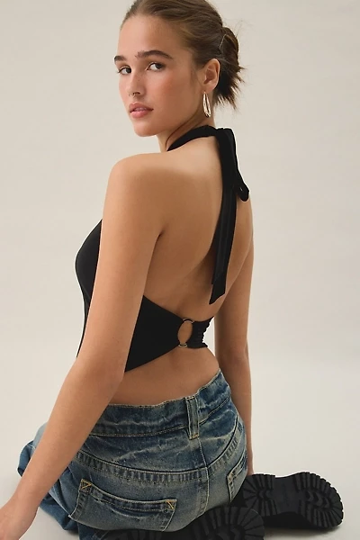 UO Halo O-Ring Detail High Neck Halter Top