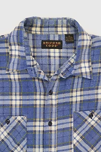 Vintage Blue Plaid Button-Down Shirt