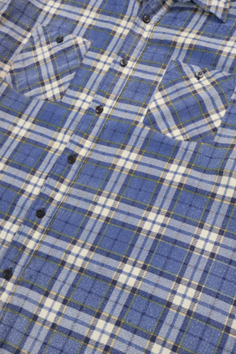 Vintage Blue Plaid Button-Down Shirt