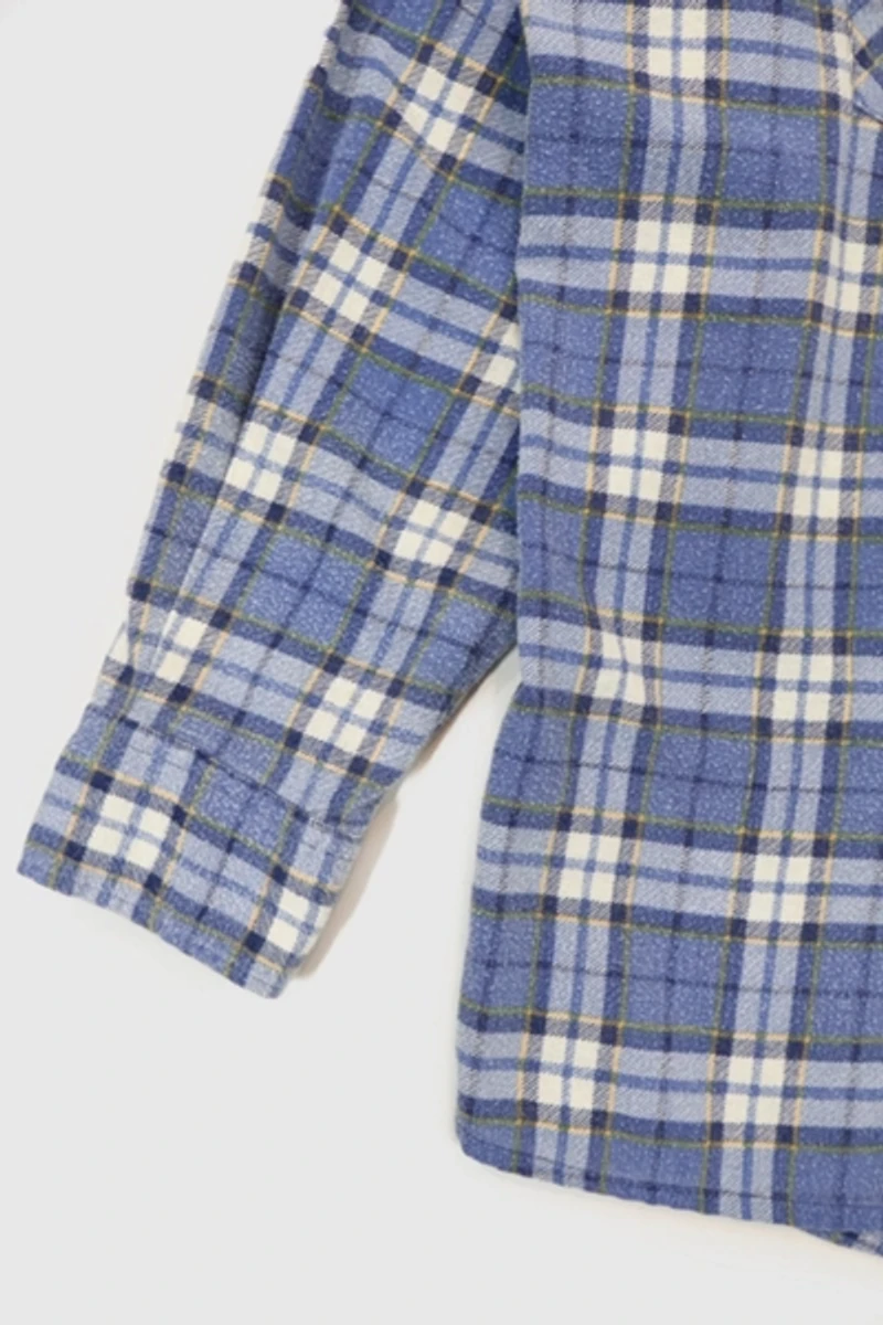 Vintage Blue Plaid Button-Down Shirt