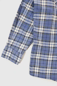 Vintage Blue Plaid Button-Down Shirt