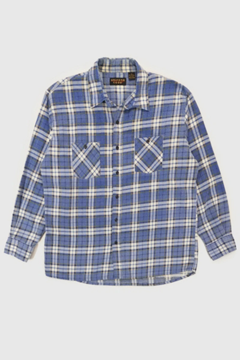 Vintage Blue Plaid Button-Down Shirt