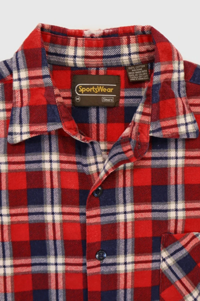 Vintage Red Plaid Button-Down Shirt