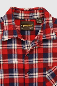 Vintage Red Plaid Button-Down Shirt