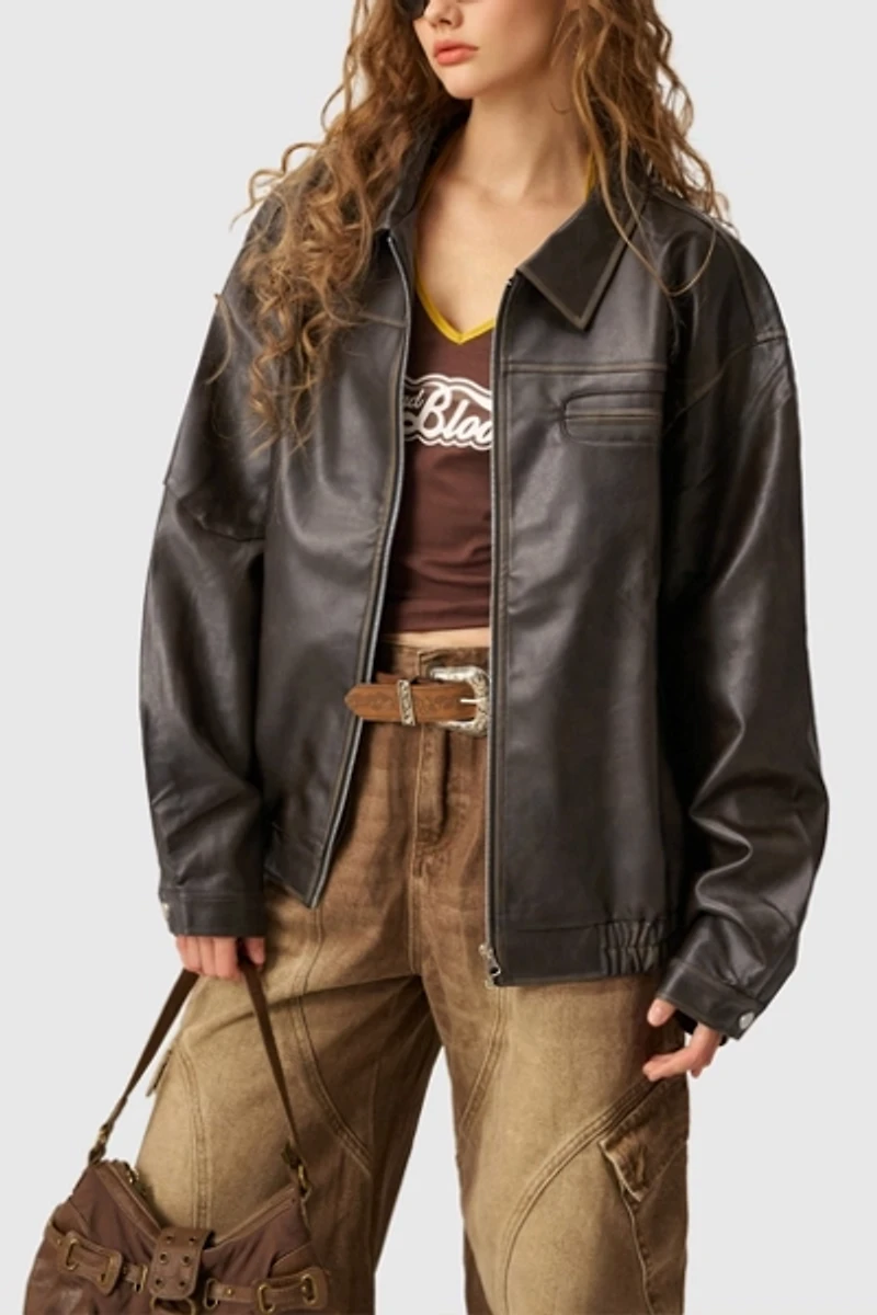 Aelfric Eden Vintage Faux Leather Jacket