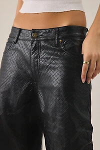 Lioness Top Model Embossed Faux Leather Baggy Straight Leg Pants