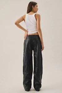 Lioness Top Model Embossed Faux Leather Baggy Straight Leg Pants
