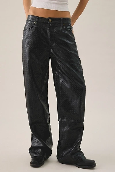 Lioness Top Model Embossed Faux Leather Baggy Straight Leg Pants