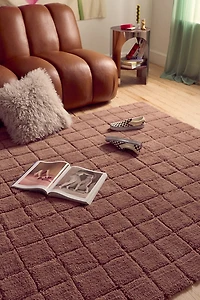 Woolable Mosaic Checkered Washable Wool Rug