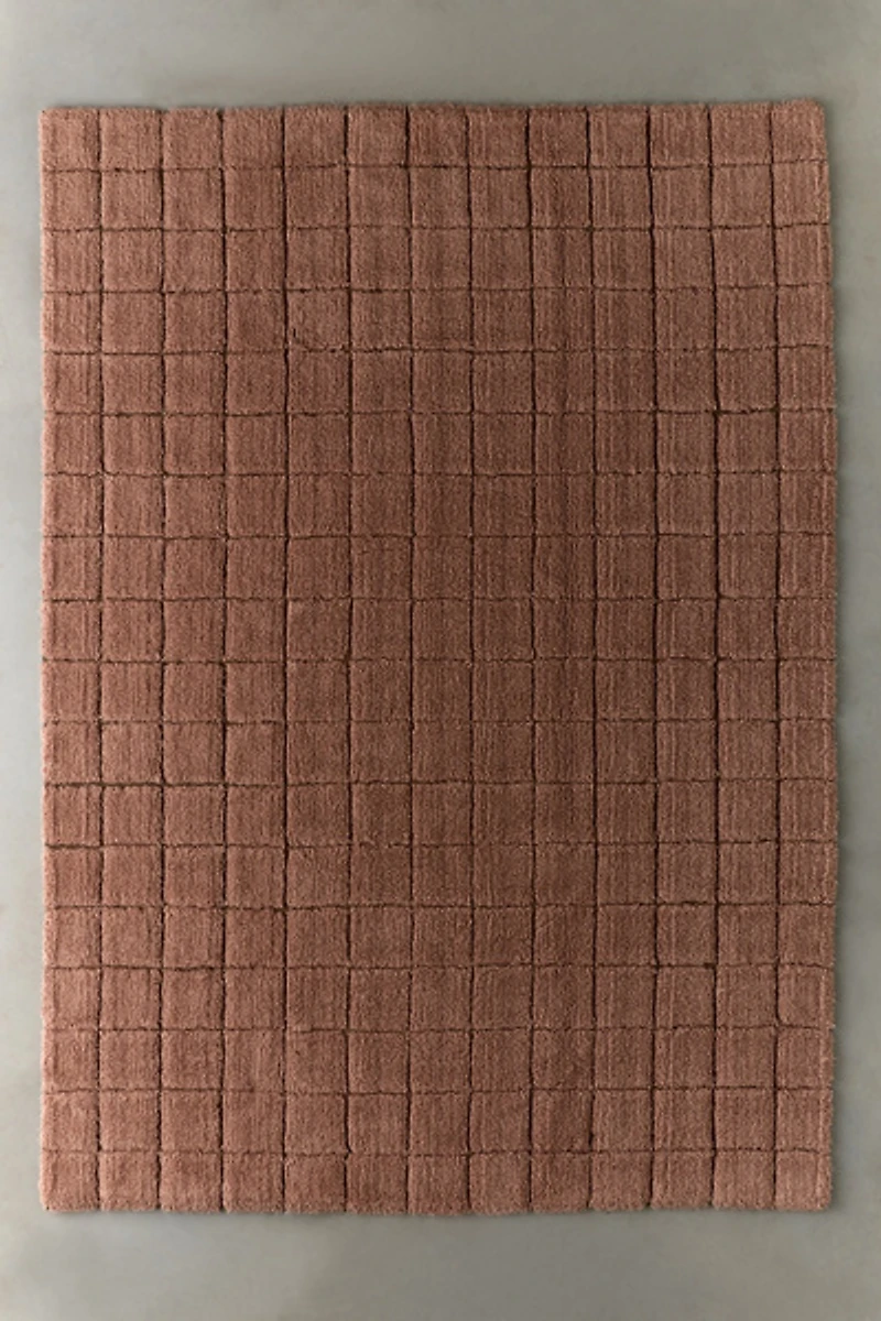 Woolable Mosaic Checkered Washable Wool Rug