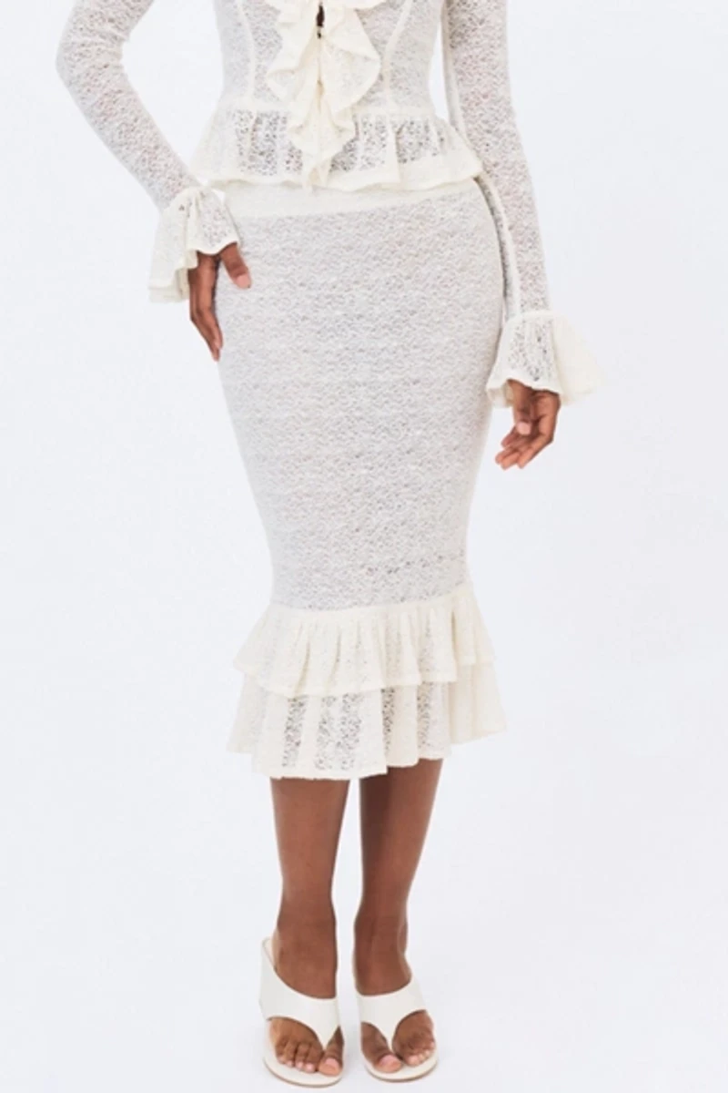 Miss Circle Urvi Crochet Ruffle Midi Skirt